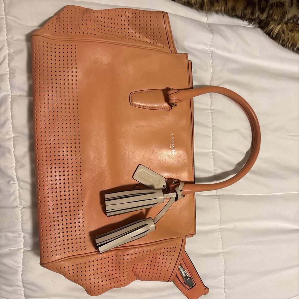 Coach Tangerine Perforated Tote